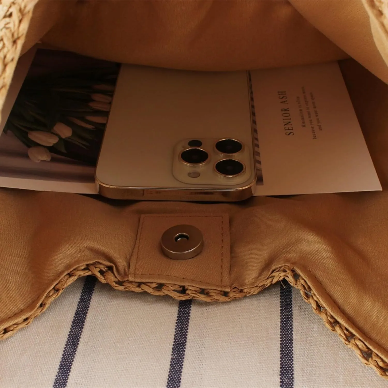 Raffia Knitted Handbags for Women Handmade Casual Beach Shoulder Bag Classic Fashion Woven Tote Bag