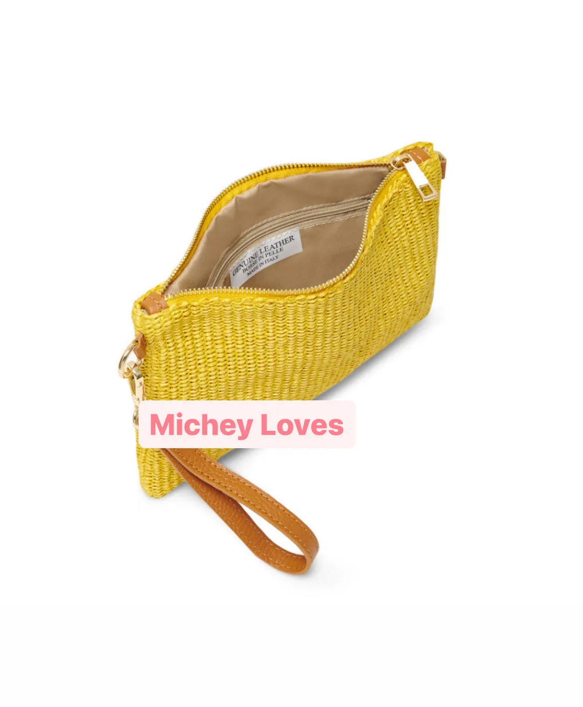Raffia Woven Crossbody / Wristlet Bags | Yellow