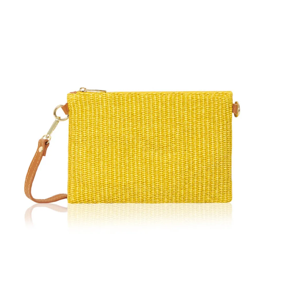 Raffia Woven Crossbody / Wristlet Bags | Yellow