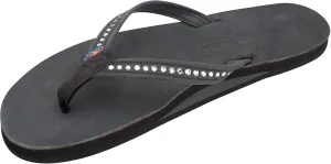 Rainbow Sandals Women's Single Layer Premier Leather w/Swarovski Crystal Narrow Strap