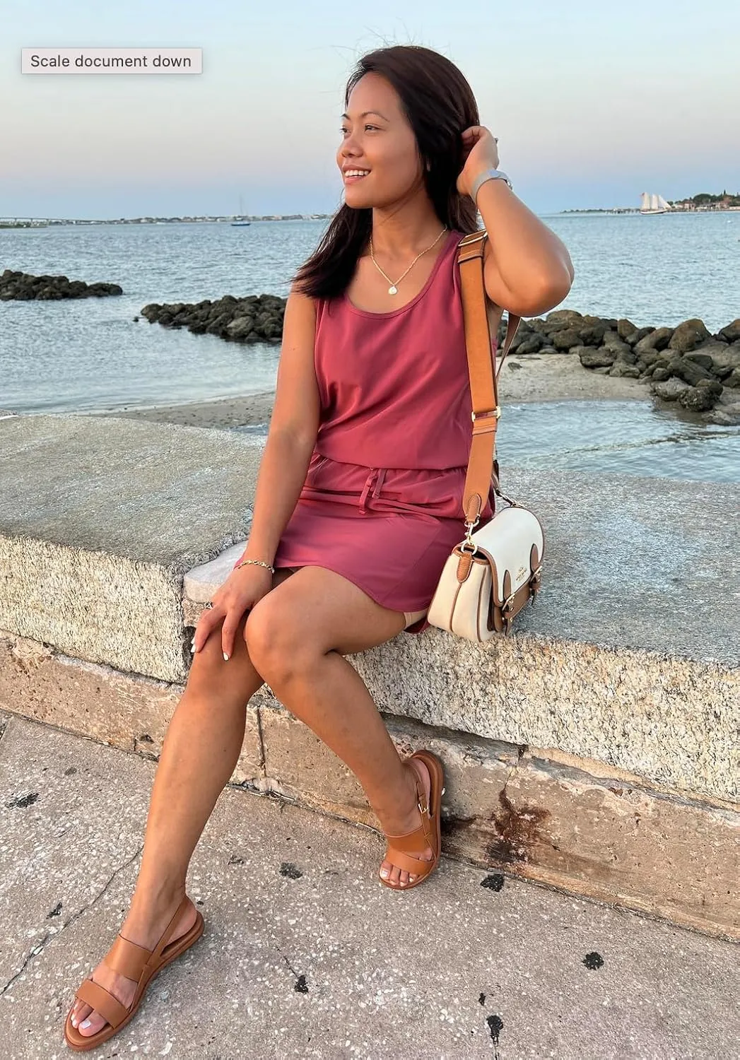 RBX Tank Dress for Women, Quick Drying Stretch Woven Hiking Golf Dress, Drawstring Waist Beach Dress Coverup with Pockets