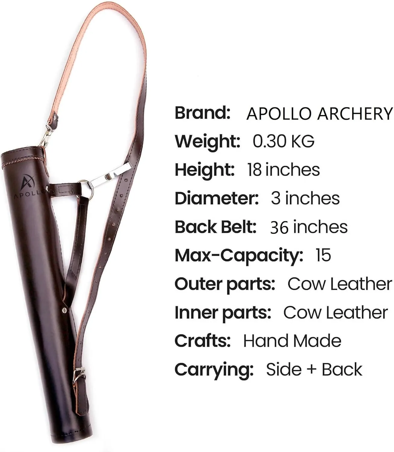 Real Leather Archery Arrow Quiver Holder Adjustable Arrow Backpack Bag Holder Hip Back Quiver for Arrows, Traditional Handmade Archery Quiver for Bow Hunting and Target Practicing