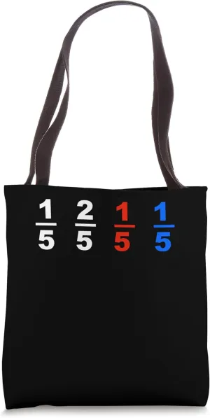 Red Fifth Blue Fifth Math Fractions for Mathematicians Tote Bag