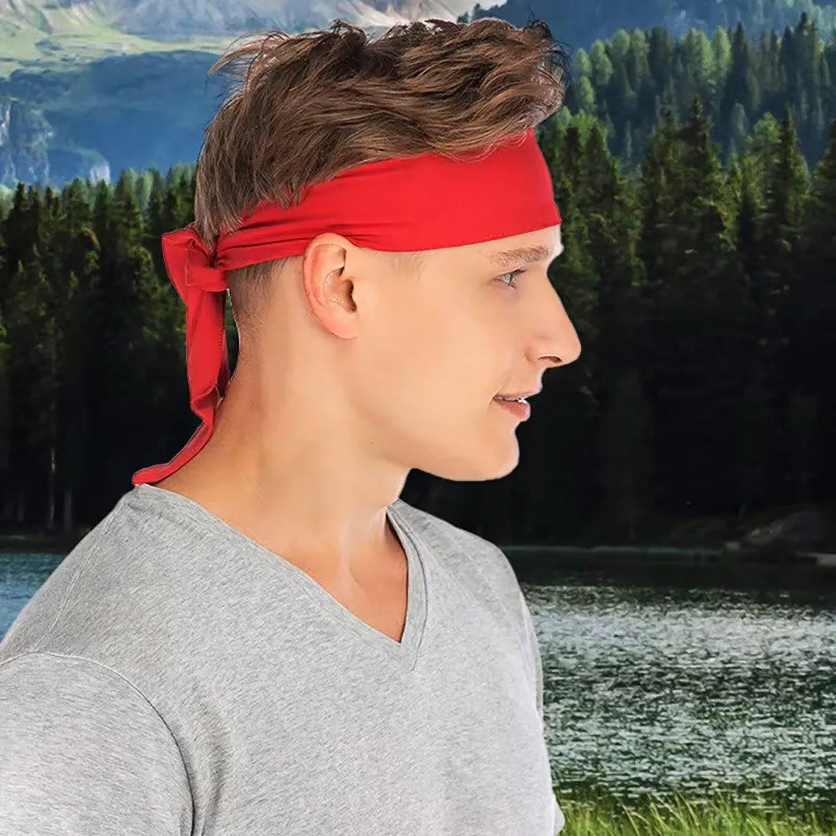 Red Sports Headband Quick Dry Sweat Absorbent Breathable Running Outdoor Fitness