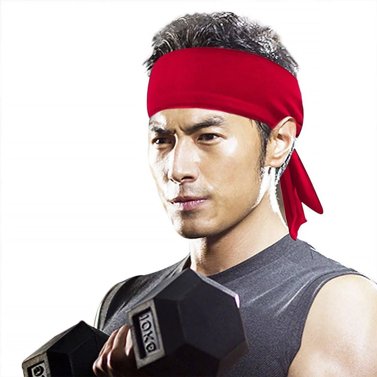 Red Sports Headband Quick Dry Sweat Absorbent Breathable Running Outdoor Fitness