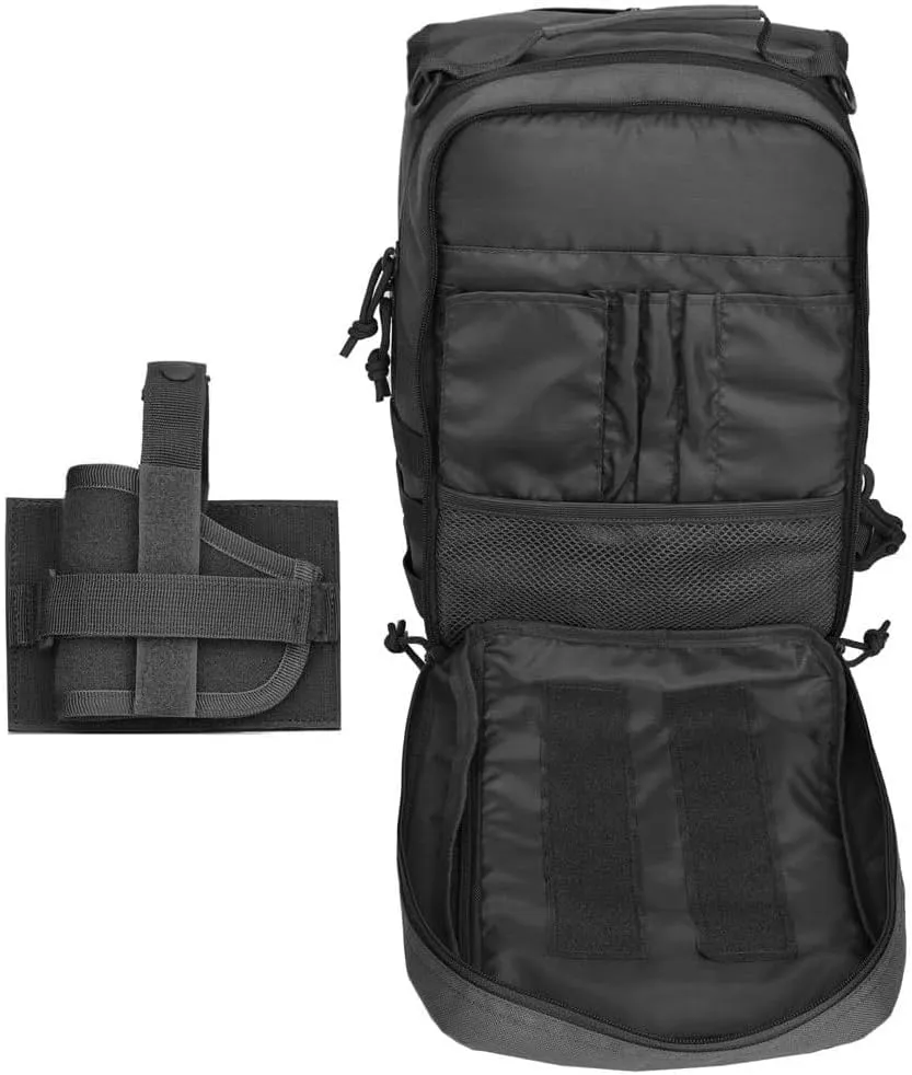REEBOW GEAR Tactical Sling Bag Pack with Small Gun Holster Small Single Shoulder Sling Pack MOLLE Everyday Carry Bag (Black)