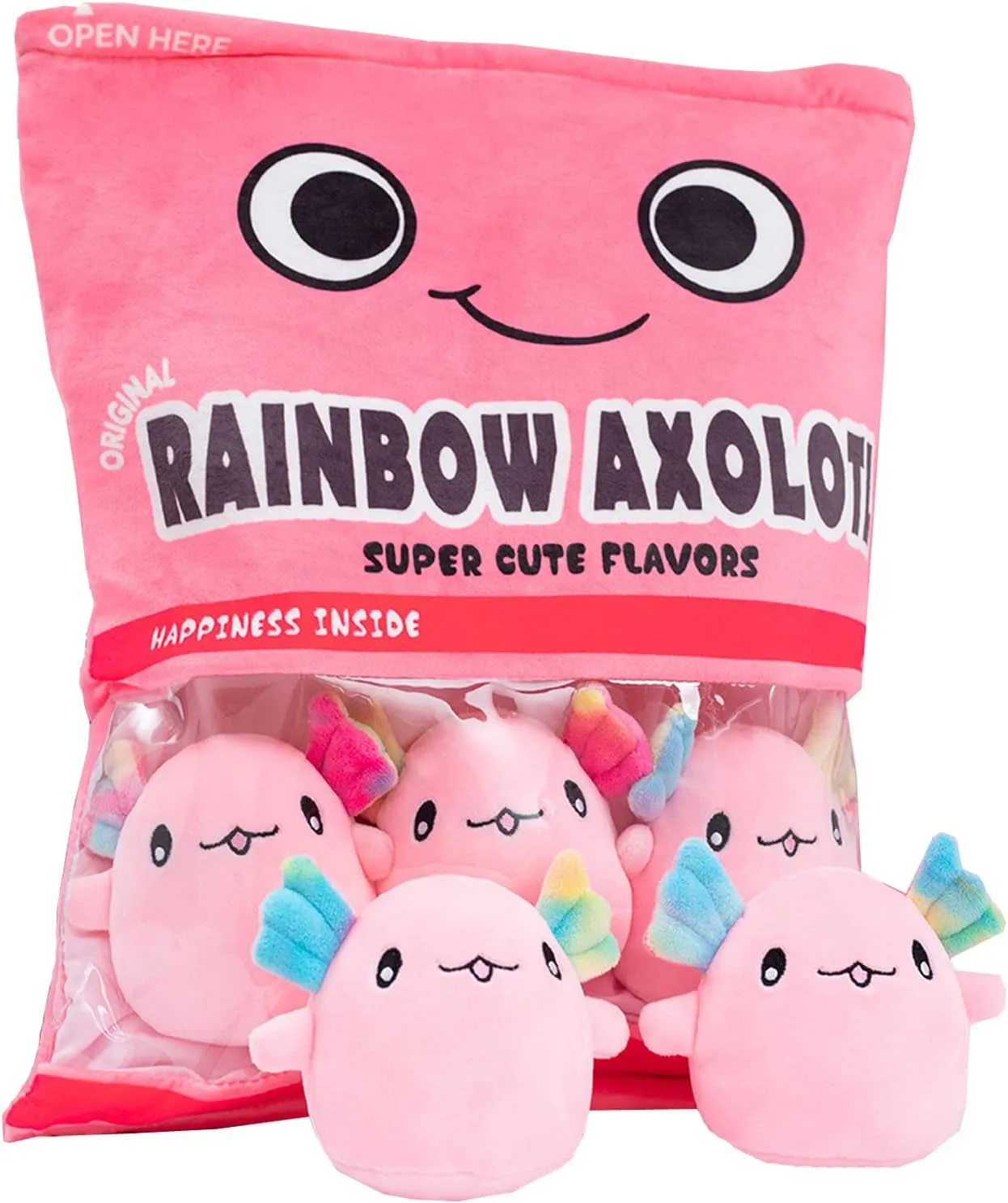 REFAHB Cute Axolotl Plush Toy, Removable Salamander Animal Stuffed Plush Pillow, Kawaii Plush Cushion Toy Game for Kids, Girls, Birthday Gift (6pcs a Bag, Pink)