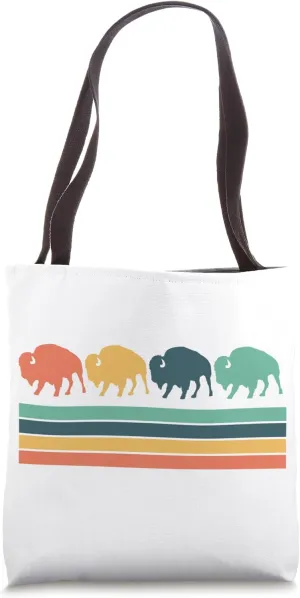 Retro Bison Buffalo Tote Bag