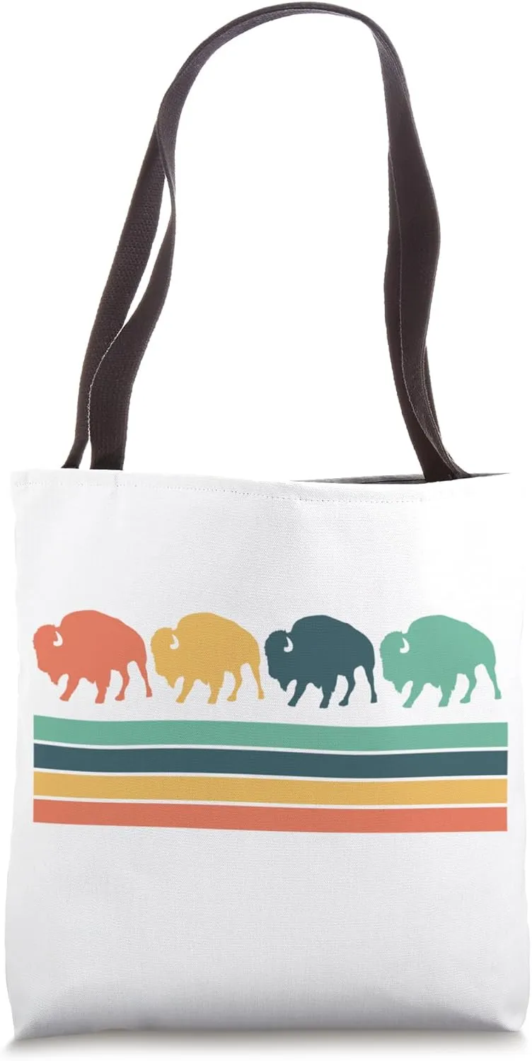 Retro Bison Buffalo Tote Bag