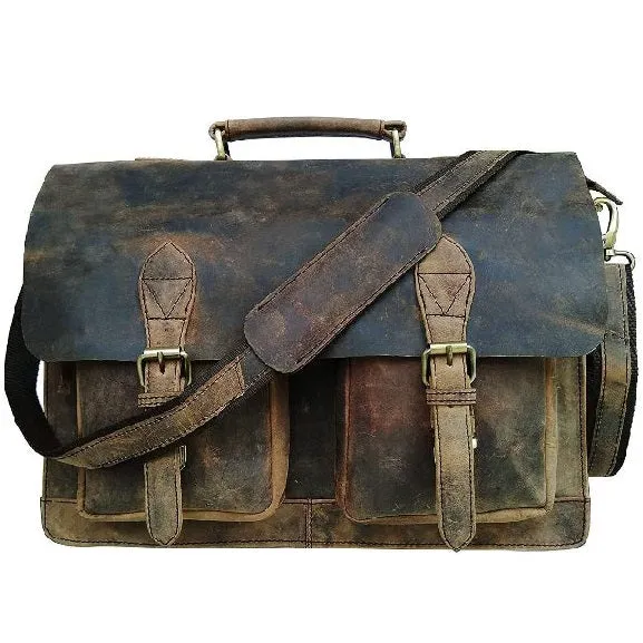 Retro Buffalo Hunter Leather Messenger Bag