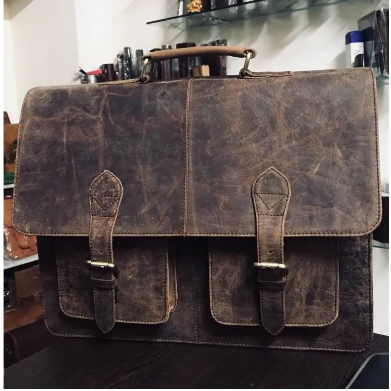 Retro Buffalo Hunter Leather Messenger Bag