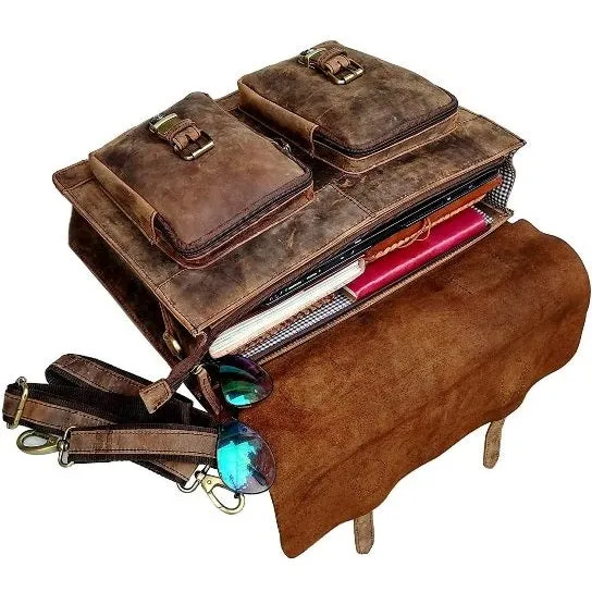 Retro Buffalo Hunter Leather Messenger Bag