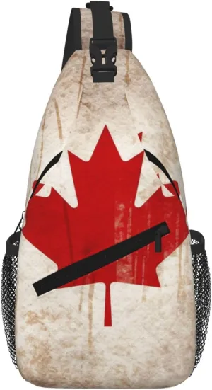 Retro Canada Flag Sling Bag For Women Men Travel Hiking Backpack Crossbody Shoulder Chest Bags Casual Daypack