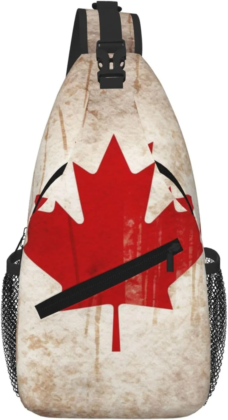 Retro Canada Flag Sling Bag For Women Men Travel Hiking Backpack Crossbody Shoulder Chest Bags Casual Daypack