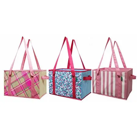 Reusable Grocery Bag Shopping Box with Reinforced Bottom (Set of 3)