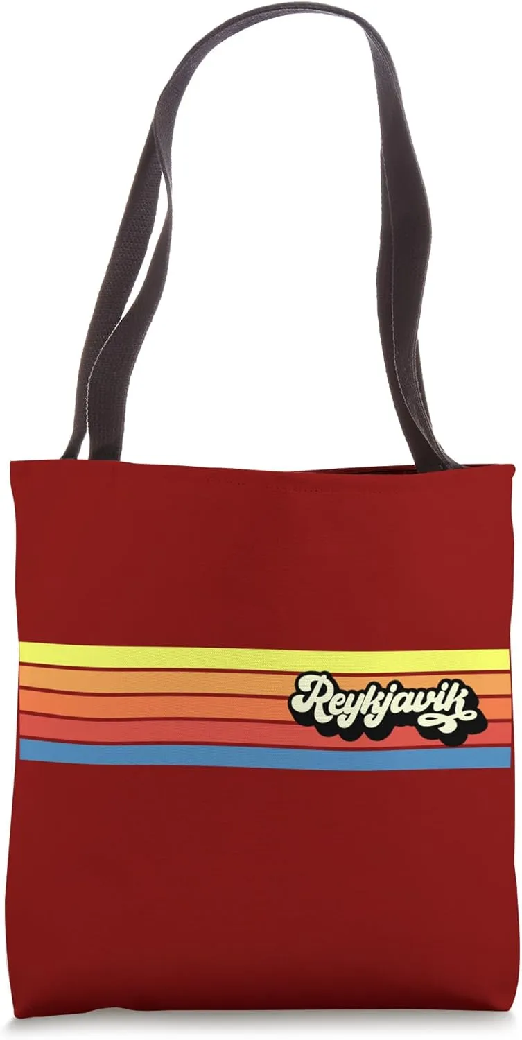 Reykjavik Iceland, Retro Vintage 70s 80s Style Distressed Tote Bag