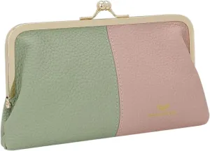 RFID Contrast Clutch Purses for Women, Leather Evening Bag with Kiss Lock, Multi Layer Mobile Phone Wallet