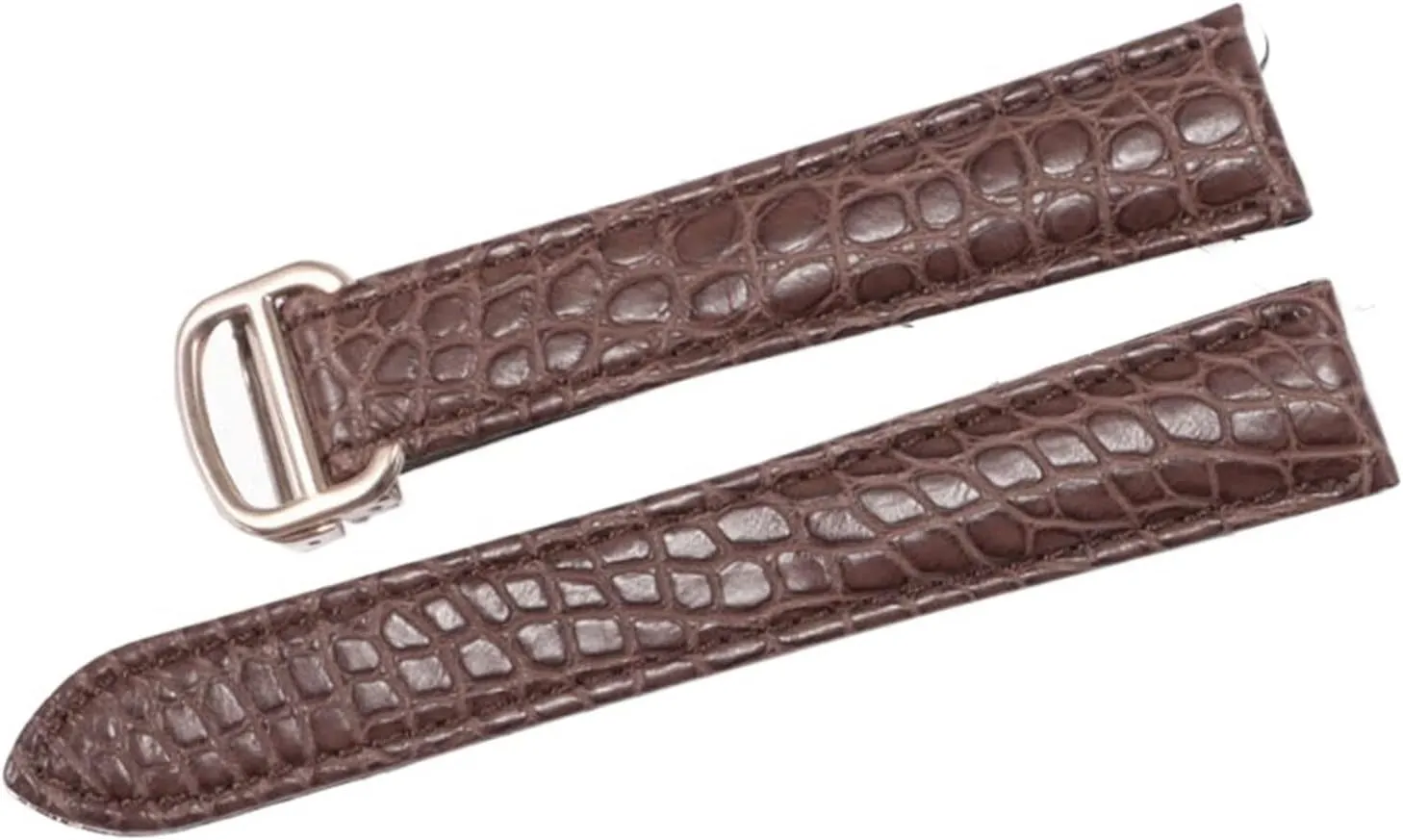RHAIYAN Watch Accessories Crocodile Leather Watch Band with Stainless Steel Folding Buckle Compatible with Cartier Tank Solo Series Strap Specific (Color : Brown, Size : 23MM_Silver Buckle)