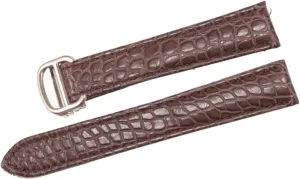 RHAIYAN Watch Accessories Crocodile Leather Watch Band with Stainless Steel Folding Buckle Compatible with Cartier Tank Solo Series Strap Specific (Color : Brown, Size : 23MM_Silver Buckle)