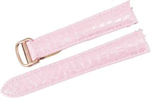 RHAIYAN Watch Accessories Crocodile Leather Watch Band With Stainless Steel Folding Buckle Compatible With Cartier Tank SOLO Series Strap Specific ( Color : Fluorescent Pink , Size : 22MM_GOLD BUCKLE