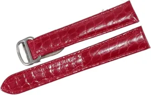 RHAIYAN Watch Accessories Crocodile Leather Watch Band with Stainless Steel Folding Buckle Compatible with Cartier Tank Solo Series Strap Specific (Color : Red, Size : 16MM_Rose Gold Buckle)