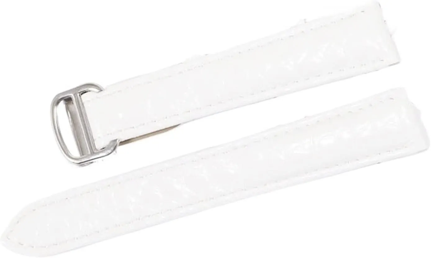 RHAIYAN Watch Accessories Crocodile Leather Watch Band with Stainless Steel Folding Buckle Compatible with Cartier Tank Solo Series Strap Specific (Color : White, Size : 24MM_Rose Gold Buckle)