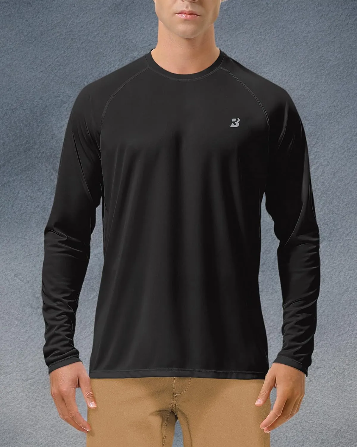 Roadbox Mens UPF 50  UV Sun Protection Shirts Outdoor Long Sleeve SPF Rash Guard for Fishing Hiking Swimming Running