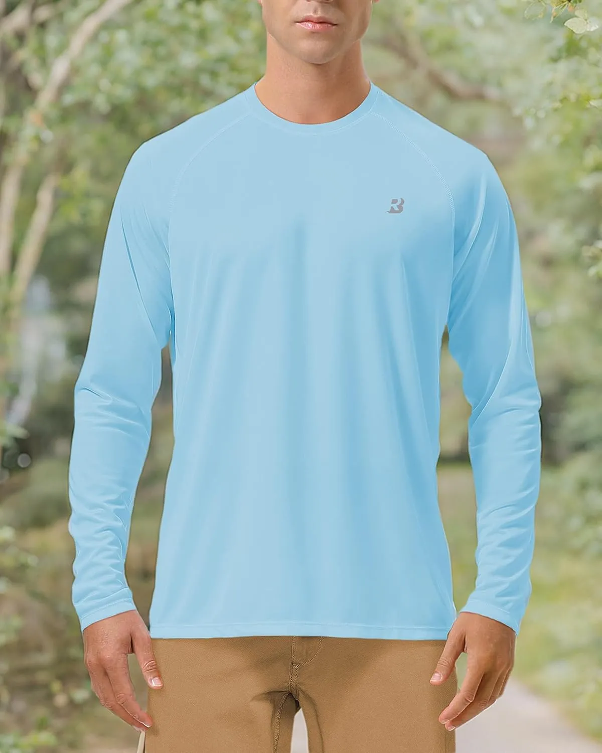Roadbox Mens UPF 50  UV Sun Protection Shirts Outdoor Long Sleeve SPF Rash Guard for Fishing Hiking Swimming Running