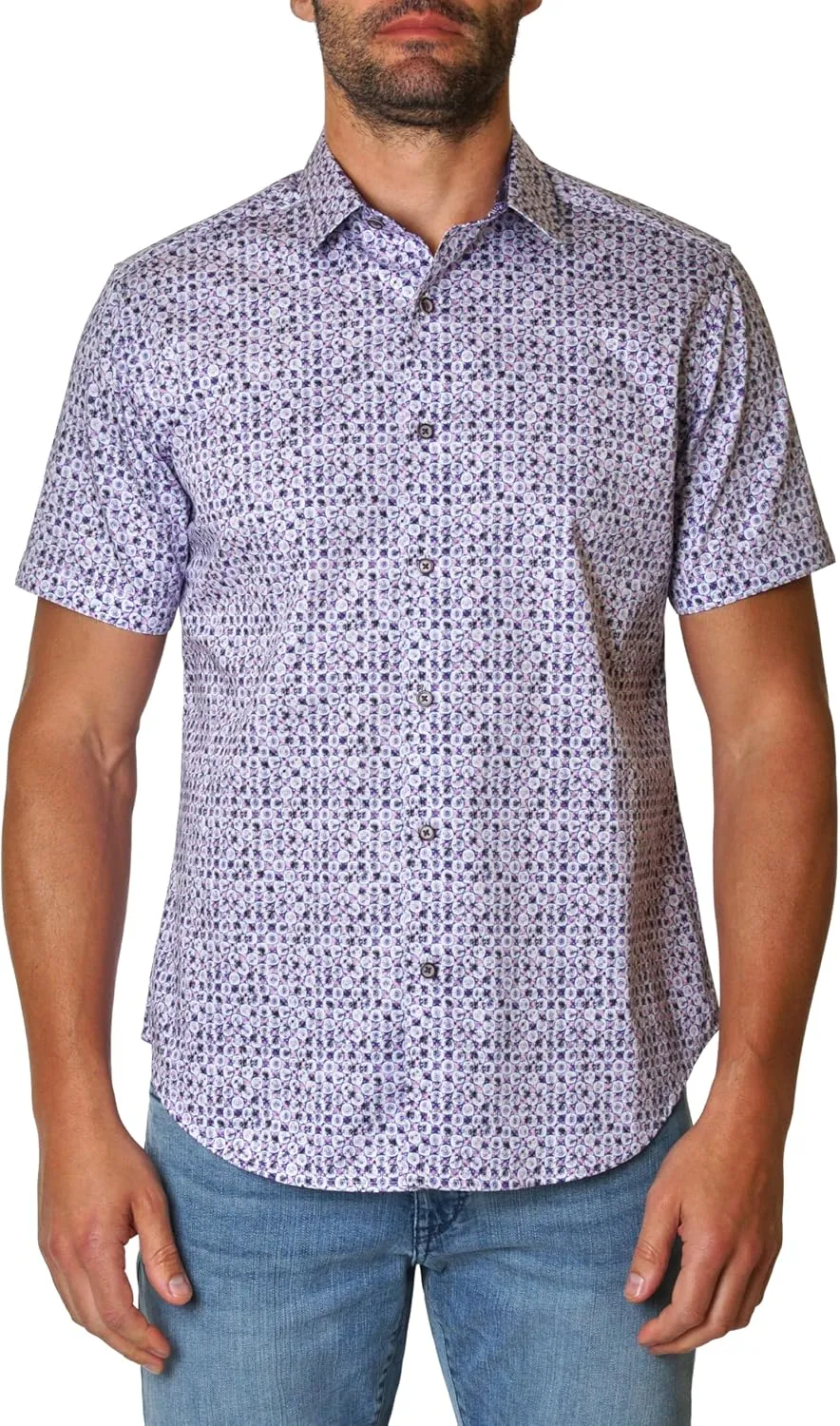 Robert Graham Men's Atkins Short Sleeve Woven Button Down Shirt