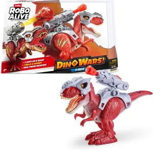 Robo Alive Dino Wars Walking T-Rex Toy with Epic Armor, Dino Blaster & Light Up Features and Lifelike Roars by ZURU