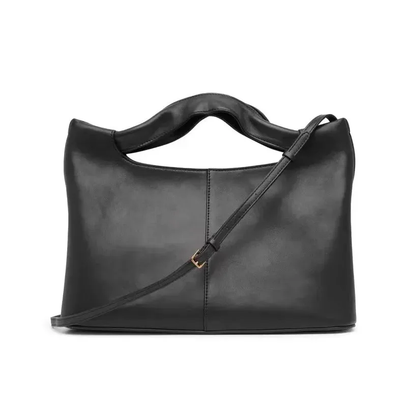 Rowvintage Soft Genuine Leather Handbag Versatile Fashionable Saddle Bag Single Shoulder Crossbody Bag For Women