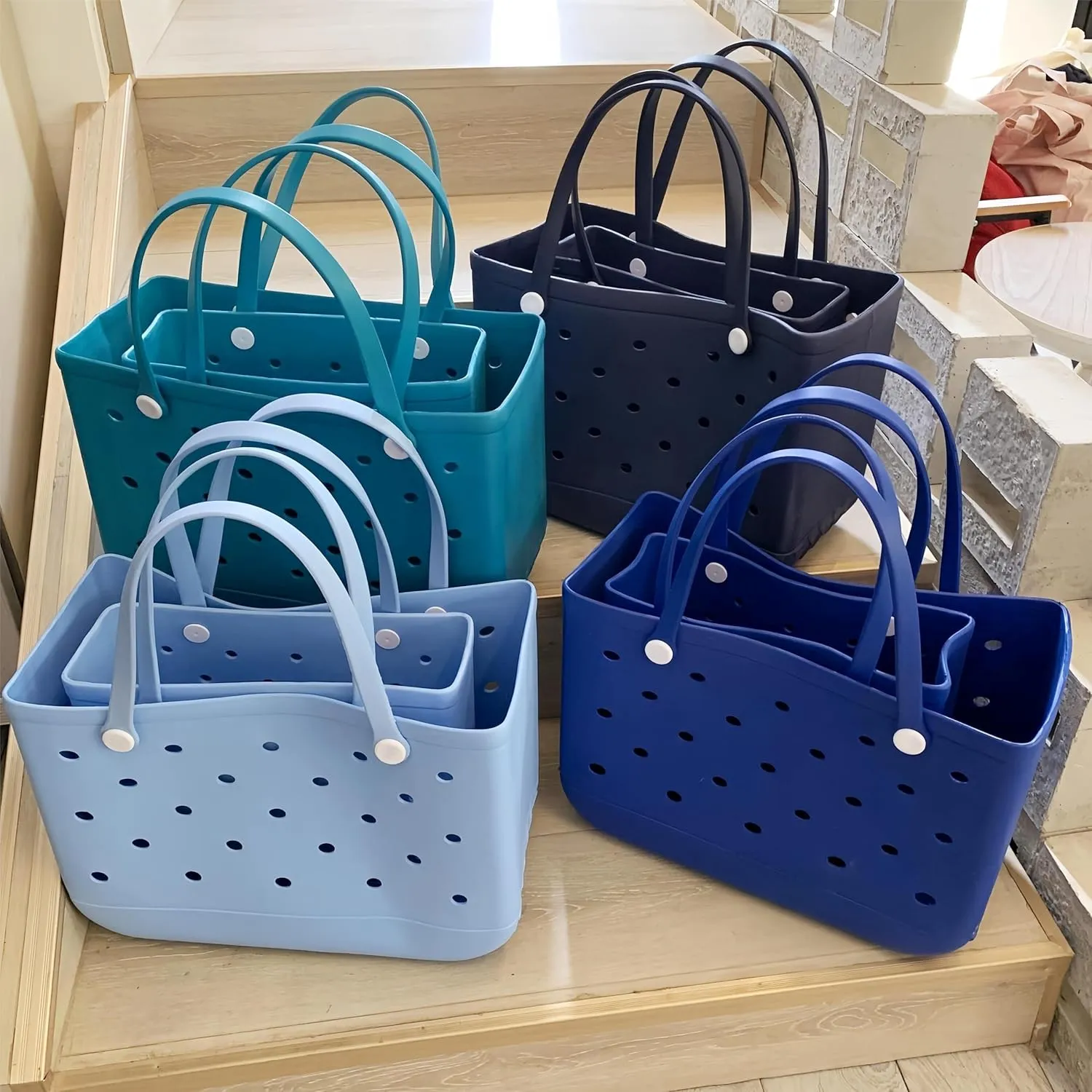 Rubber Beach Tote Bag,Washable and Durable Open Rubber bag for Beach Pool Yoga Fitness