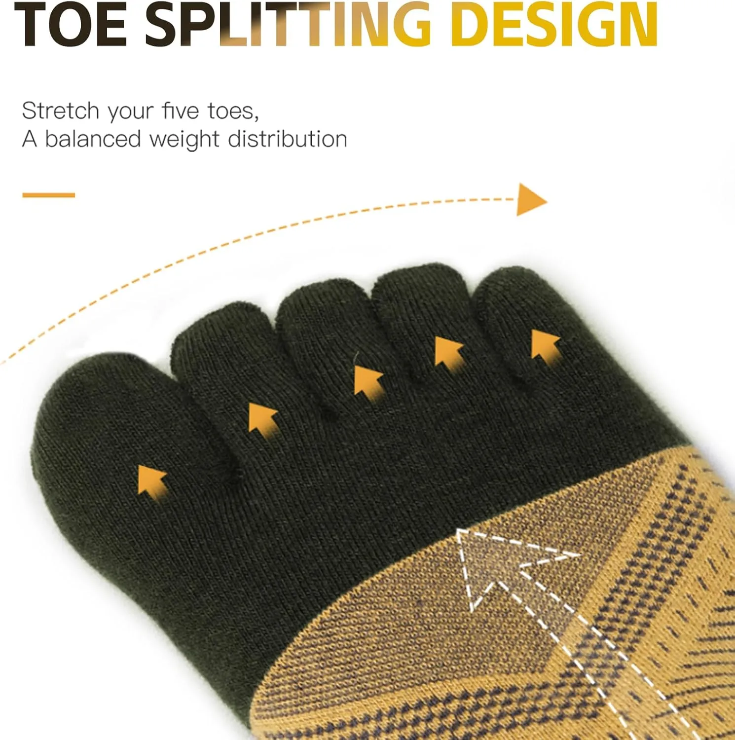 Running Athletic Toe Socks, Cool Quick-Dry Five-Toe Design with Arch Support for Men & Women