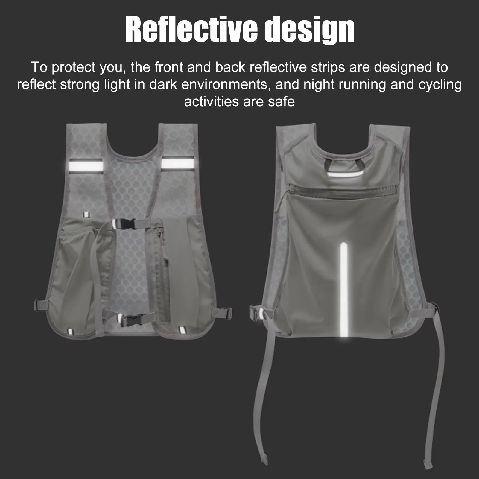 Running Water Bottle Storage Vest Lightweight Running Vest Reflective Hydration Water Chest Pack with Phone Holder Cycling Vest