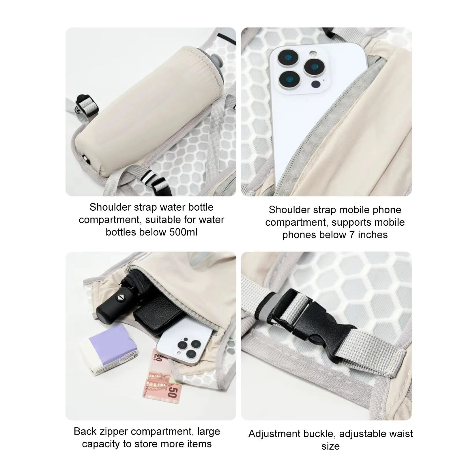 Running Water Bottle Storage Vest Lightweight Running Vest Reflective Hydration Water Chest Pack with Phone Holder Cycling Vest