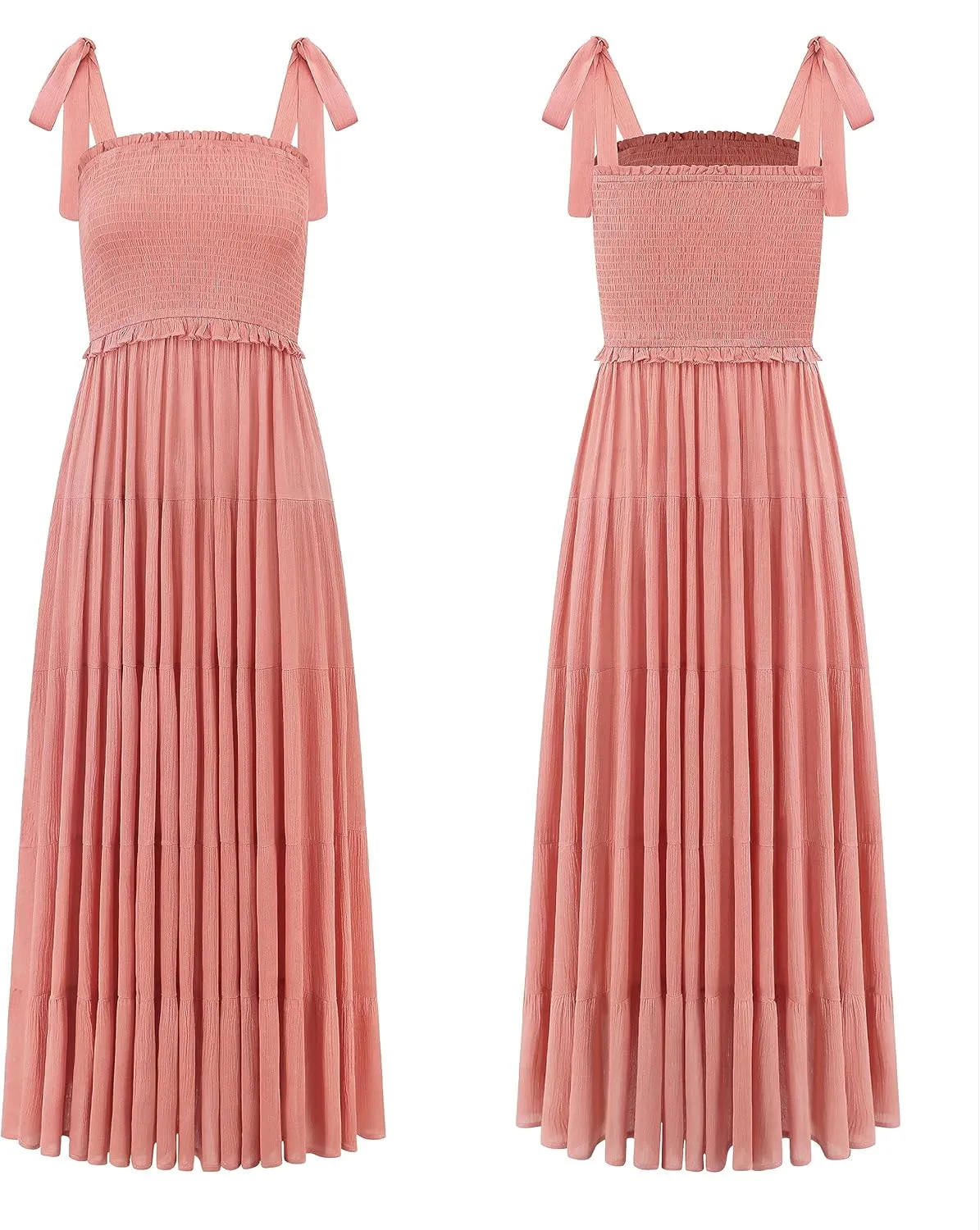 R.Vivimos Women's Summer Cotton Adjustable Straps Boho Stripe Casual Flowy A Line Midi Dress with Pockets