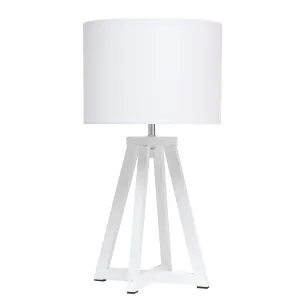 Rynx | Simple design Lt1069-Wow Woven Triangular Wood Fabric Table Lamp, White/White