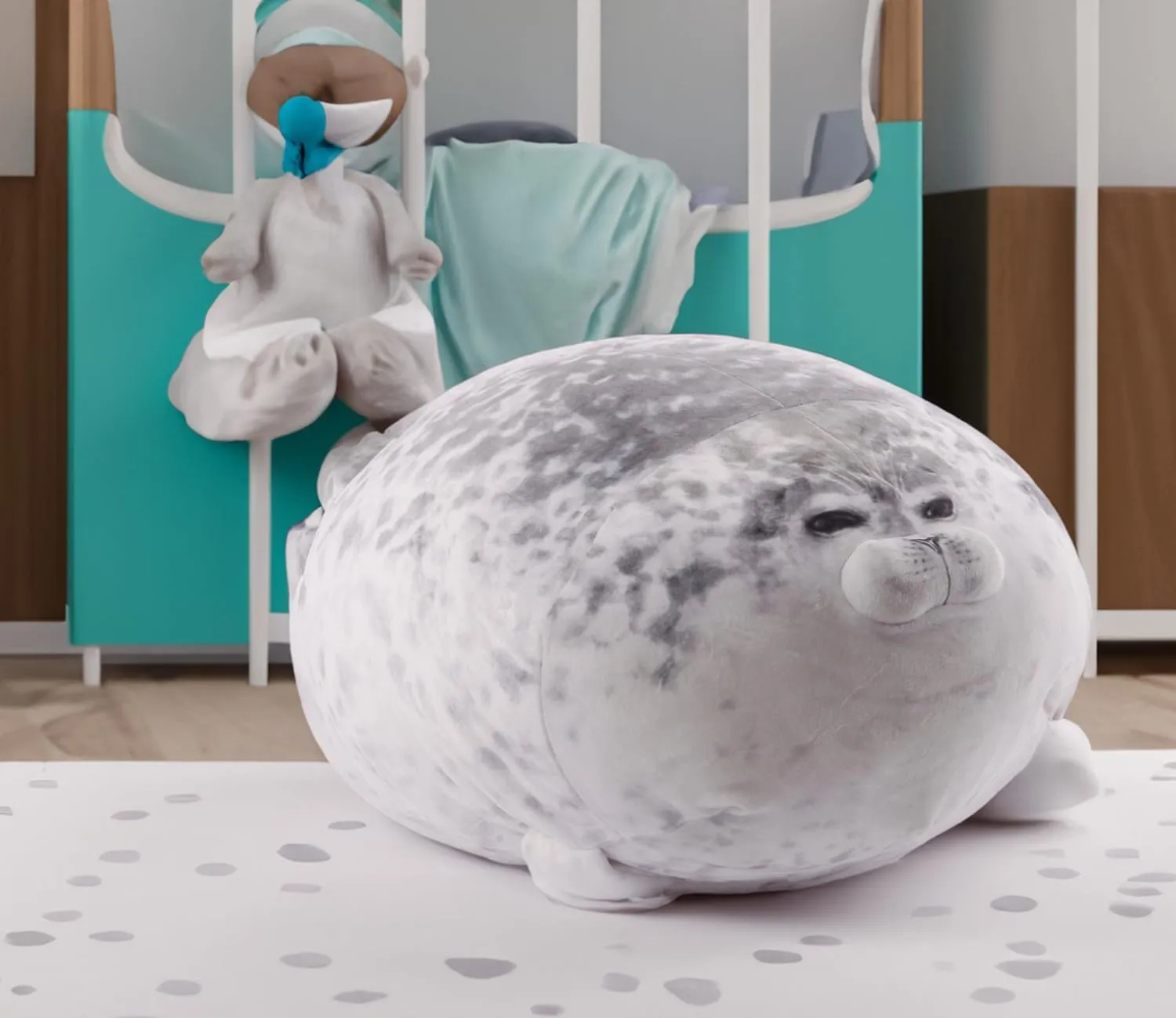 Ryttir Gray Seal Stuffed Animal - Jumbo 24" Soft Seal Plush Hugging Pillow with Naive Gaze, Safety Nursery Decor & Sensory Comfort Toy, Cuddle Companion for Kids (Gender Neutral Gift)