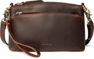 S-ZONE Small Genuine Leather Crossbody Bags for Women Purse and Handbag Wristlet