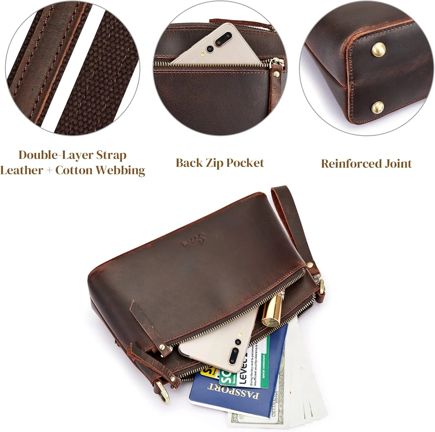 S-ZONE Small Genuine Leather Crossbody Bags for Women Purse and Handbag Wristlet