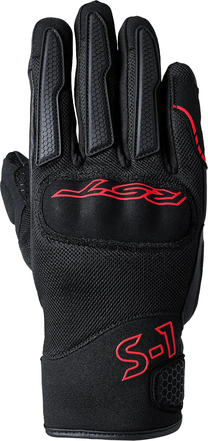 S1 Mesh CE Motorcycle Glove (Black/Red, US 10)