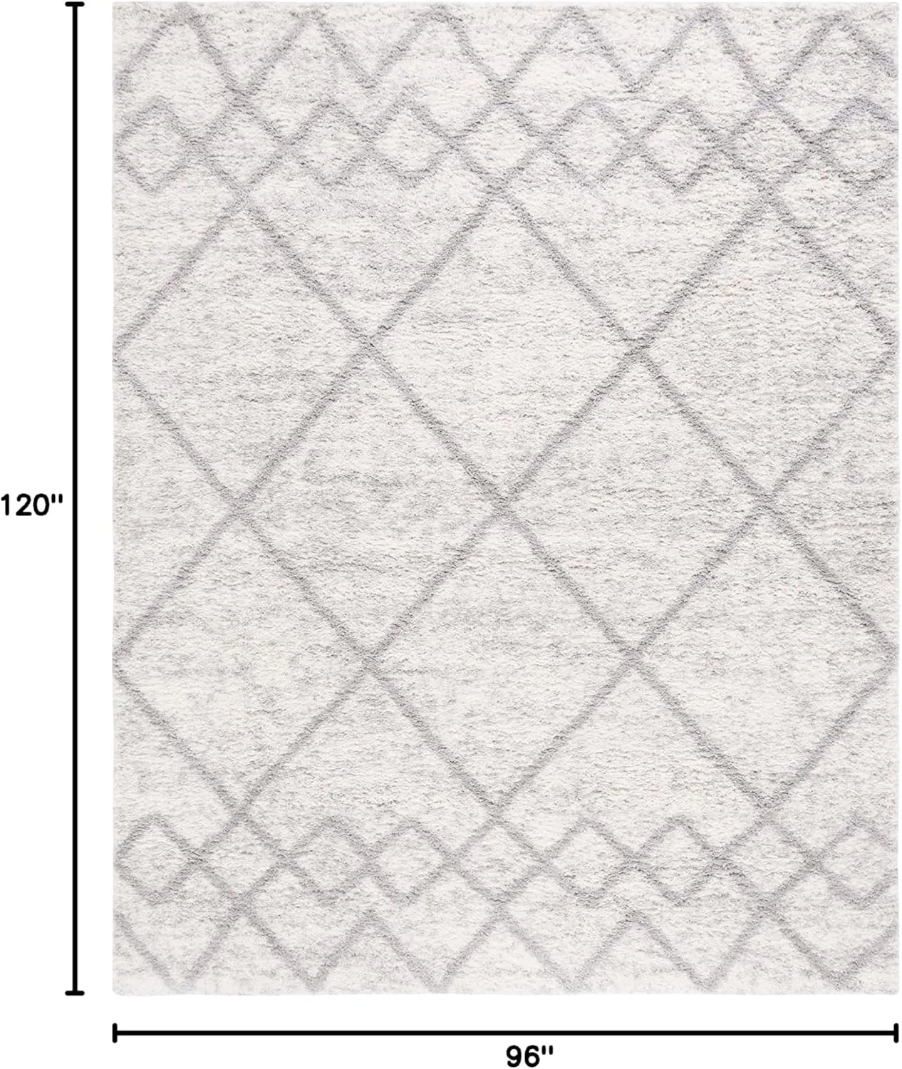 SAFAVIEH Area Rug 8x10 - Berber Shag Collection - Large - Grey & Ivory, Moroccan Design, Non-Shedding & Easy Cleaning, Plush Thick Pile, Ideal for Living Room, Bedroom, Dining Space (BER574F)