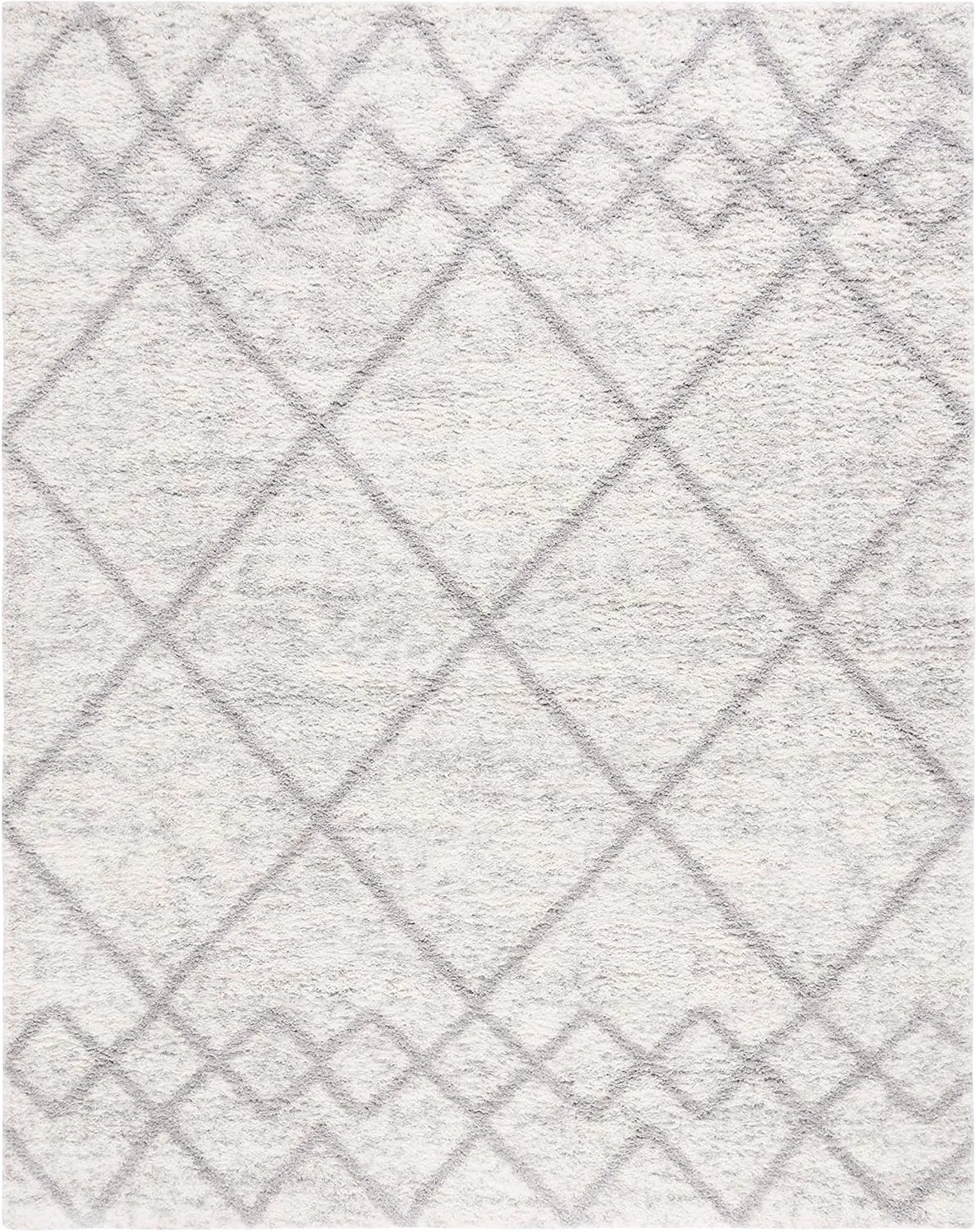 SAFAVIEH Area Rug 8x10 - Berber Shag Collection - Large - Grey & Ivory, Moroccan Design, Non-Shedding & Easy Cleaning, Plush Thick Pile, Ideal for Living Room, Bedroom, Dining Space (BER574F)