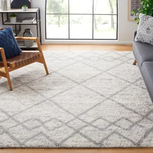 SAFAVIEH Area Rug 8x10 - Berber Shag Collection - Large - Grey & Ivory, Moroccan Design, Non-Shedding & Easy Cleaning, Plush Thick Pile, Ideal for Living Room, Bedroom, Dining Space (BER574F)