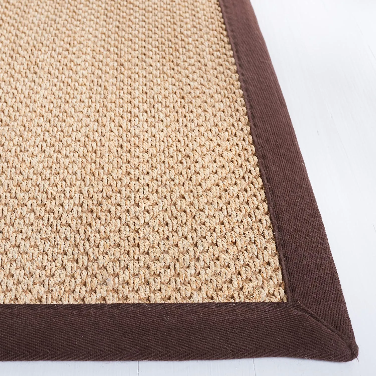 SAFAVIEH Area Rug 8x10 - Natural Fiber Collection - Large - Maize & Brown, Sisal, Border Design, Ideal for Living Room, Bedroom, Dining Space (NF141C)