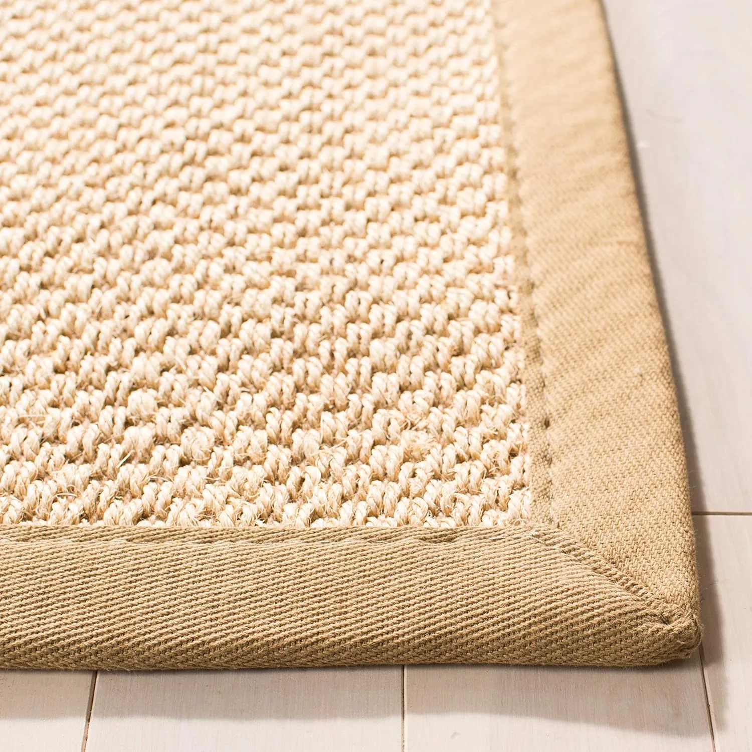 SAFAVIEH Area Rug 8x10 - Natural Fiber Collection - Large - Maize & Linen, Sisal, Border Design, Ideal for Living Room, Bedroom, Dining Space (NF141B)