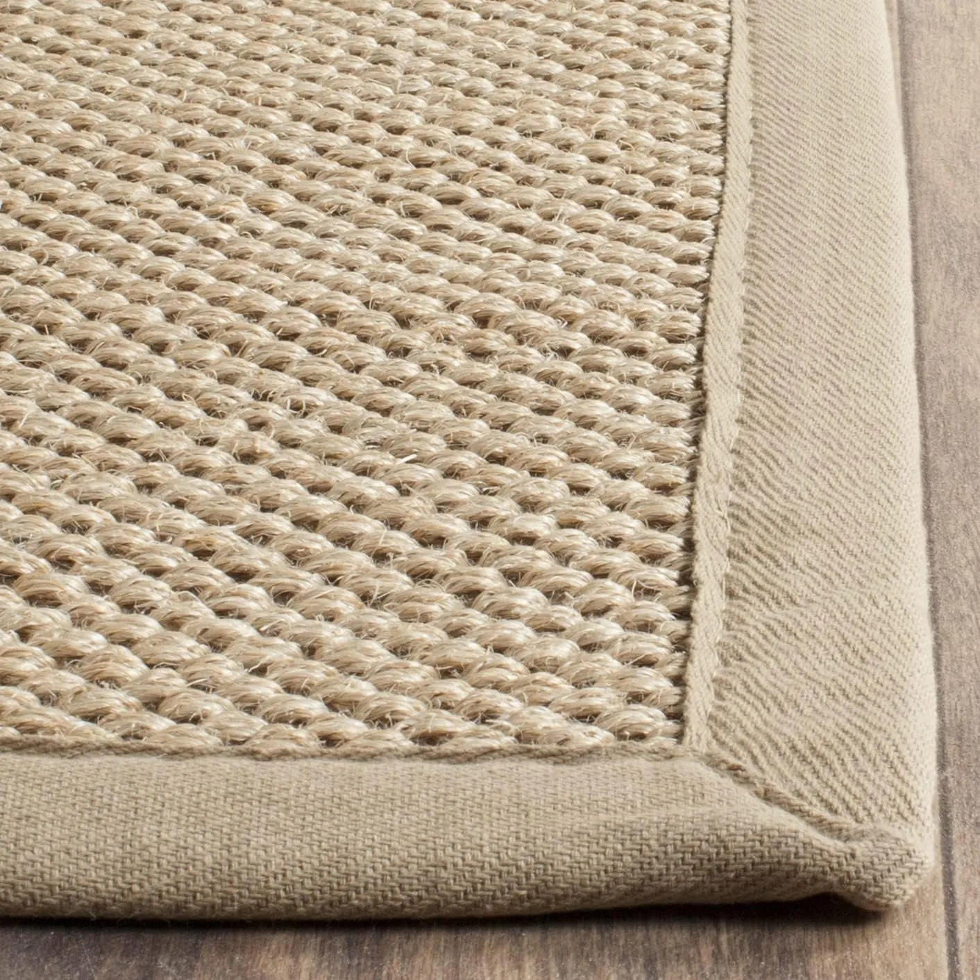 SAFAVIEH Area Rug 8x10 - Natural Fiber Collection - Large - Maize & Linen, Sisal, Border Design, Ideal for Living Room, Bedroom, Dining Space (NF141B)