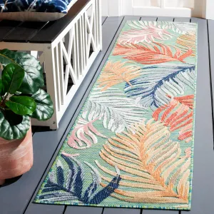 SAFAVIEH Cabana Collection Runner Rug - 2' x 9', Green & Rust, Tropical Design, Non-Shedding & Easy Care, Indoor/Outdoor & Washable-Ideal for Patio, Backyard, Mudroom (CBN445Y)