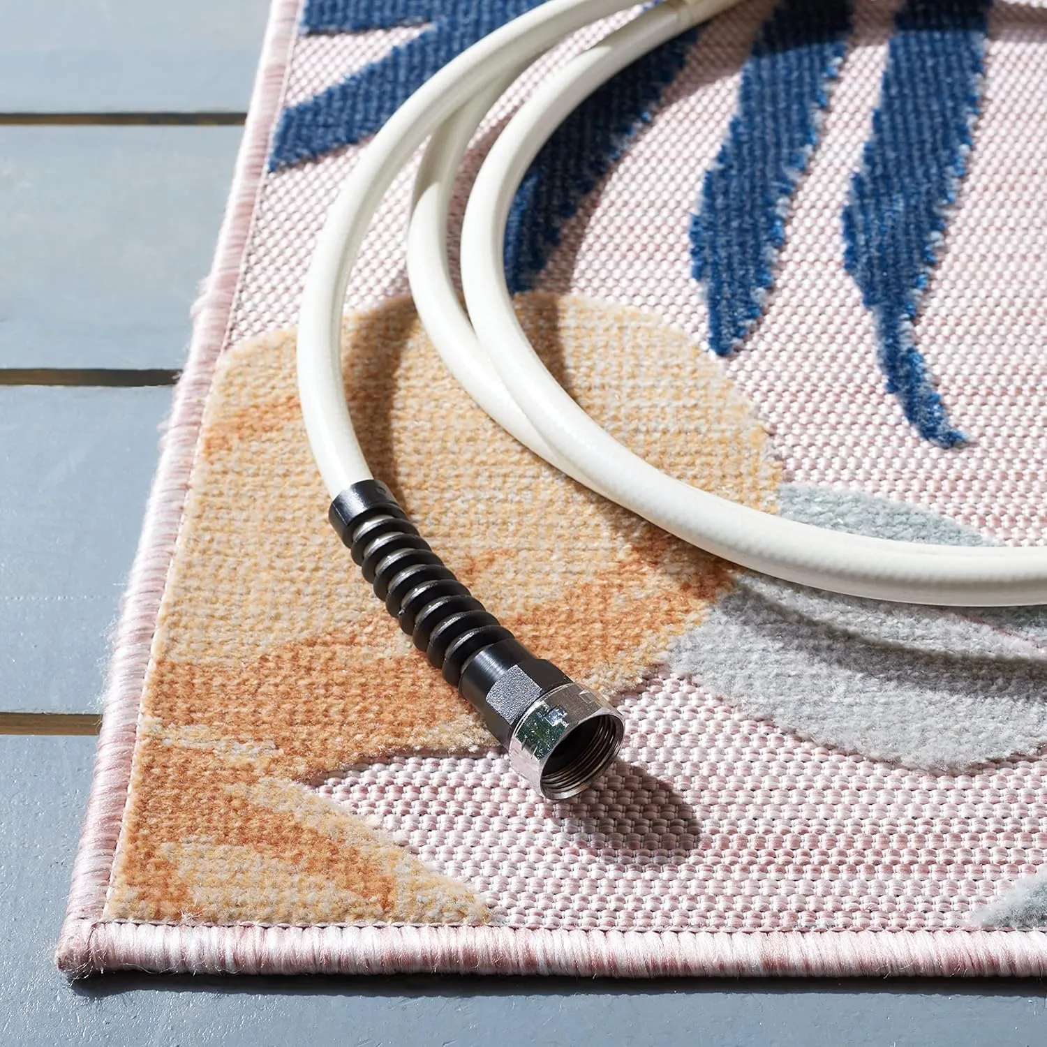 SAFAVIEH Cabana Collection Runner Rug - 2' x 9', Pink & Grey, Floral Tropical Design, Non-Shedding & Easy Care, Indoor/Outdoor & Washable-Ideal for Patio, Backyard, Mudroom (CBN454F)