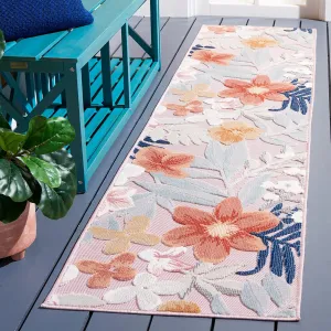 SAFAVIEH Cabana Collection Runner Rug - 2' x 9', Pink & Grey, Floral Tropical Design, Non-Shedding & Easy Care, Indoor/Outdoor & Washable-Ideal for Patio, Backyard, Mudroom (CBN454F)